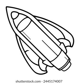 Clean and modern spaceship outline vector graphic.