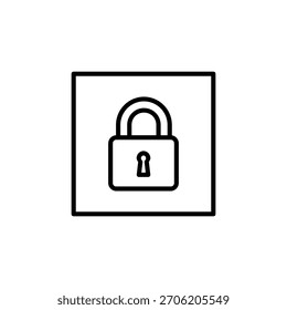 Icono de candado cuadrado limpio y moderno para redes sociales, seguridad de aplicaciones, protección de Contraseñas y características de privacidad en un estilo de diseño plano.