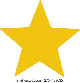 A clean, modern five‑point star icon in solid golden yellow. Simple geometric shape suitable for user interface design, ratings, favorites, reviews, apps, websites, and digital graphics. Minimalist vector symbol with smooth rounded tips and a balanced silhouette.