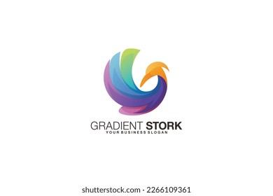 Clean and modern Stork and Peacock Logo design with a gradient-style finish