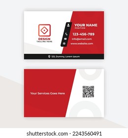 Clean and Modern Style Red Diagonal Shape Business Card
