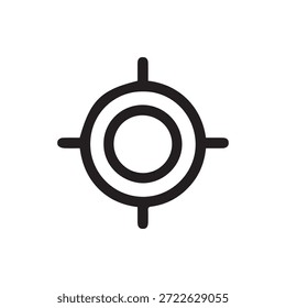 Ein sauberes und modernes Zielsymbol, das genaue Position, Navigation, Ziel und Fokus darstellt. Ideal für UI-UX-Design-Elemente und Mapping-Anwendungen.