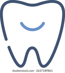 A clean and modern tooth icon with a soft curve and minimal lines—perfect for dental clinics, hygiene brands, or oral care apps seeking a sleek, approachable identity. Outlines are fully editable.