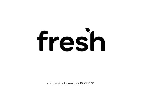 Um logotipo tipográfico limpo e moderno com a palavra "fresco" em letras negras, com um gráfico de folha sutil incorporado no "h" para