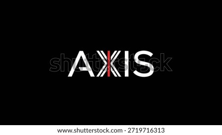 A clean and modern typographic logo with the word 'AXIS' rendered in stark white against a deep black backdrop. A distinctive vertical red line