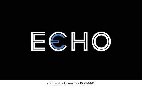 A clean and modern typographic representation of the word 'Echo' against a stark black background. The letters are rendered in white with a