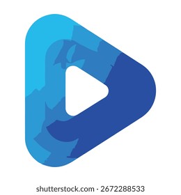 A clean, modern UI icon button design featuring a prominent play symbol, suitable for media applications and user interfaces. Includes essential color and font elements.