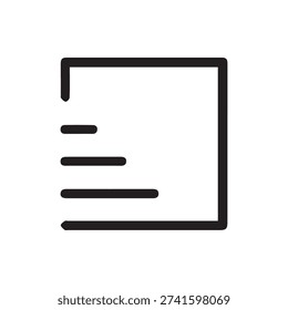 Clean and modern UI icon representing text alignment, indentation, or a document outline. Simple black vector graphic isolated on a white background.