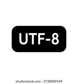 Clean and modern UTF-8 text logo on sleek black button, ideal for coding, software, and digital technology projects.