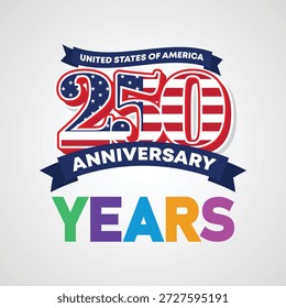 Diseño de Vector limpio y moderno que celebra los 250 años de la independencia de Estados Unidos
