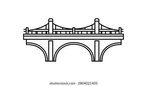 Clean and modern vector icon of a bridge, perfect for architecture, urban planning, or travel projects. Its minimalist style fits professional branding and technical graphic designs.