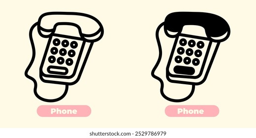 Clean and modern vector icon of a phone, featuring a sleek, minimalist design with smooth lines and a flat style.