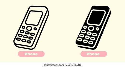 Saubere und moderne Vektorsymbol eines Telefons, mit einem schlanken, minimalistischen Design mit glatten Linien und einem flachen Stil.