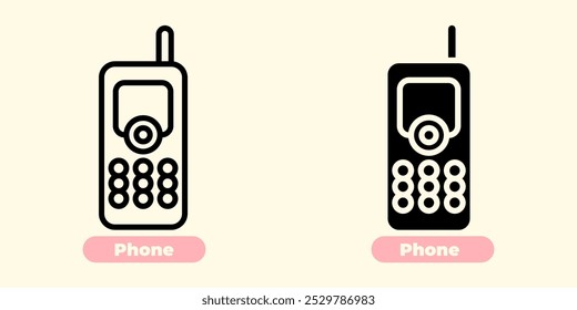 Clean and modern vector icon of a phone, featuring a sleek, minimalist design with smooth lines and a flat style.