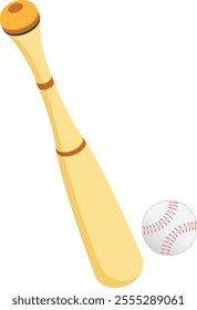 A clean and modern vector illustration of a baseball bat and ball, perfect for sports-themed designs, posters, advertisements, and educational materials.