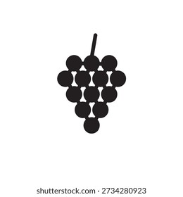 Una Ilustración vectorial limpia y moderna de un racimo de uvas con una hoja y vid. Este diseño plano simple es ideal para logotipos de alimentos, marcas de viñedos o gráficos de estilo de vida saludable.