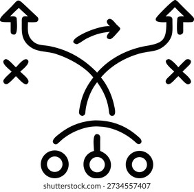 Clean, modern vector illustration of corporate decision-making flowchart with scalable business icons for presentations and reports.
