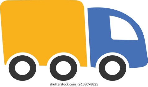 Ilustración vectorial limpia y moderna de un icono de camión de reparto con un diseño plano minimalista. Perfecto para infografías de logística, servicios de envío, plataformas de comercio electrónico, App de mensajería, gestión de almacenes
