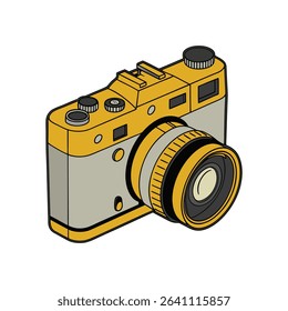 A clean and modern vector illustration of a digital camera, perfect for use in photography, media, and technology-themed designs.