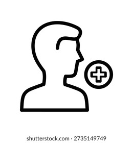 Clean and modern vector illustration of a doctor or medical professional with a plus sign, ideal for healthcare, medicine, and wellness-related designs.