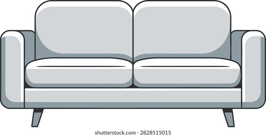 A clean, modern vector illustration of a gray two-seater sofa, perfect for interior design, furniture concepts, or lifestyle graphics.