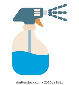 A clean, modern vector illustration of a spray bottle in a minimalist style, ideal for use in cleaning, hygiene