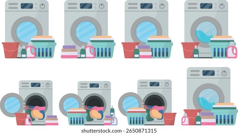 A clean, modern vector illustration of a washing machine, using simple lines and soft colors—ideal for laundry, cleaning, or appliance-related visuals.