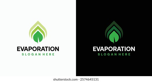 Clean modern vector logo design water drop leaf.
