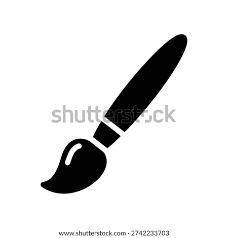 Clean and modern vector-style black paintbrush icon with smooth curves, perfect for creative projects, logos, and digital design applications.