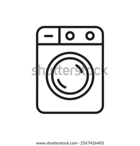 Clean and modern washing machine icon with a front-load design and wave pattern, ideal for laundry services, home appliance branding, or infographic visuals.
