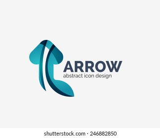 Clean modern wave design arrow company logo, business icon made of overlapping elements