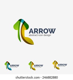 Clean modern wave design arrow company logo, business icon made of overlapping elements