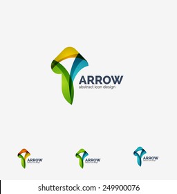 Clean modern wave design arrow company logo, business icon made of overlapping elements