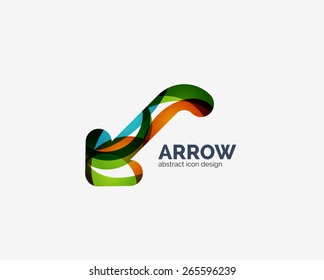 Clean modern wave design arrow company logo, business icon made of overlapping elements