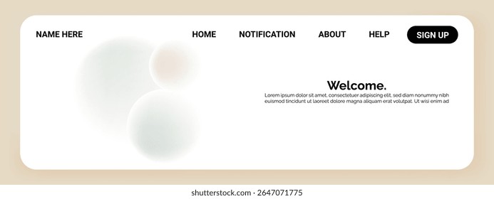 A clean and modern website header featuring navigation links for Home