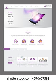 Clean Modern Website Interface Template, Vector Illustration.