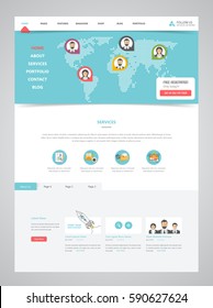 Limpiar plantilla moderna de interfaz de sitio web, Ilustración vectorial.