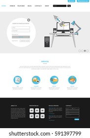 Clean Modern Website Interface Template, Vector Illustration.