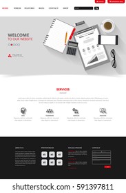 Clean Modern Website Interface Template, Vector Illustration.