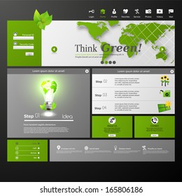 Clean Modern Website template in editable vector format /Green Energy theme/