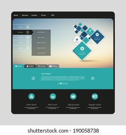 Clean Modern Website template in editable vector format 