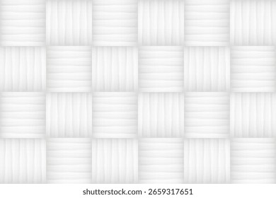 Fondo geométrico blanco limpio y moderno. Presenta un patrón de tablero de ajedrez tejido sin costuras o similar a una canasta con un sutil efecto 3D. Ideal para Sitios web, presentaciones y diseños de impresión.