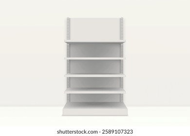 Clean and modern white retail shelves with adjustable levels, ready for product display