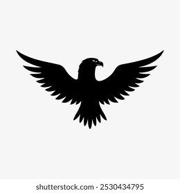 Un logotipo de águila monocromo y limpio en negro