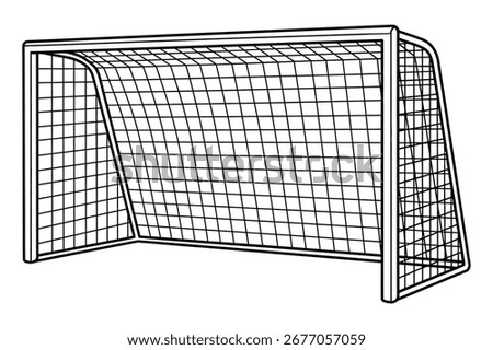 A clean, monochrome line drawing of a standard soccer goal post. Perfect for sports graphics and designs.