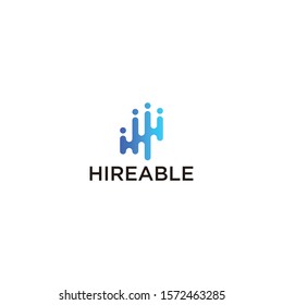 Clean monogram logo design of letter H and hireable human on white background colours - EPS10 - Vector.