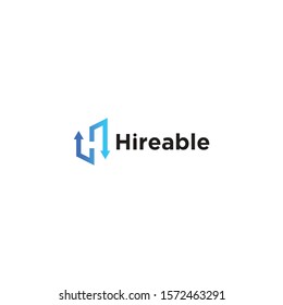 Clean monogram logo design of letter H and hireable human on white background colours - EPS10 - Vector.