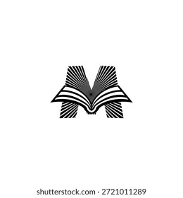 Limpe o logotipo da letra M com uma linha de livro sutil. Vetor profissional para escritórios de advocacia, consultoria jurídica, agências de conformidade e pesquisa acadêmica
