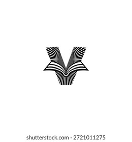 Limpe o logotipo da letra V com uma linha de livro sutil. Vetor profissional para escritórios de advocacia, consultoria jurídica, agências de conformidade e pesquisa acadêmica