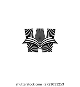 Reinigen Monoline Buchstaben W Logo mit einer subtilen Buchlinie. Professionelle Vektorgrafik für Anwaltskanzleien, Rechtsberatung, Compliance-Agenturen und wissenschaftliche Forschung